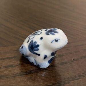 Blue & White Miniature Ceramic Frog